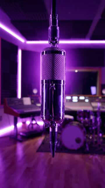 Studio vide, micro qui flotte, généré par IA